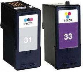 Lexmark 31 (18C0031) Photo and Lexmark 33 (18C0033) Colour High Capacity Remanufactured Ink Cartridges